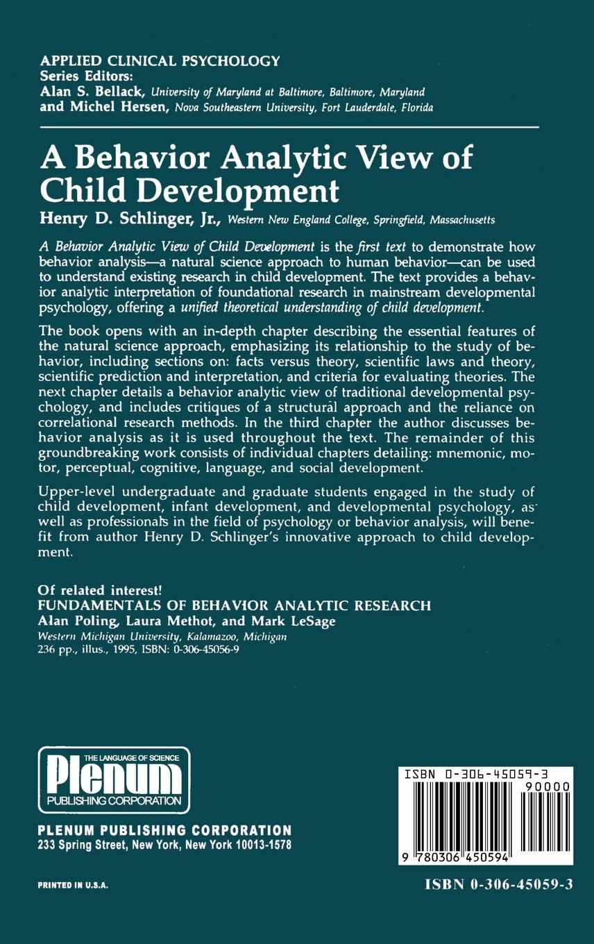 Rückseitencover A Behavior Analytic View of Child Development