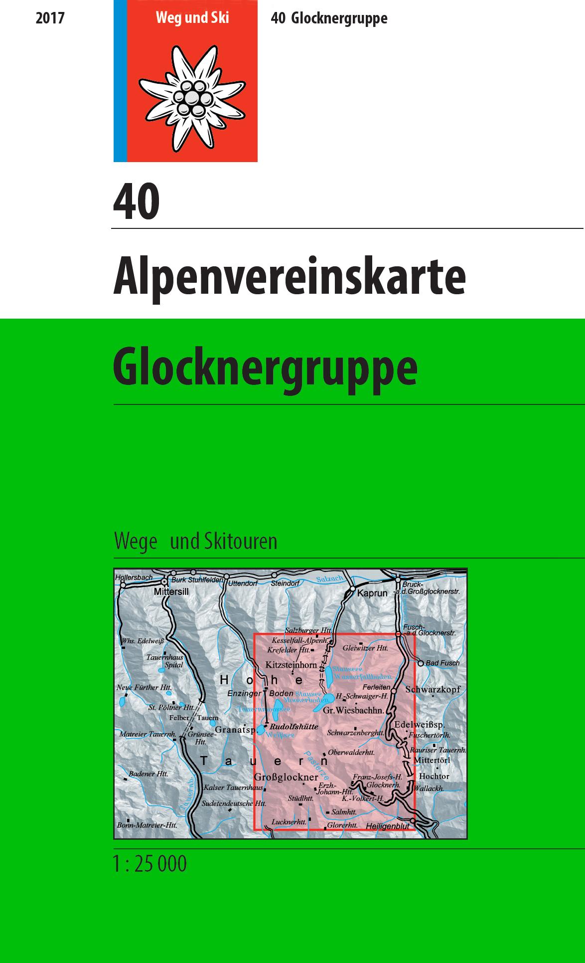 Vorderes Coverbild DAV Alpenvereinskarte 40 Glocknergruppe 1 : 25 000