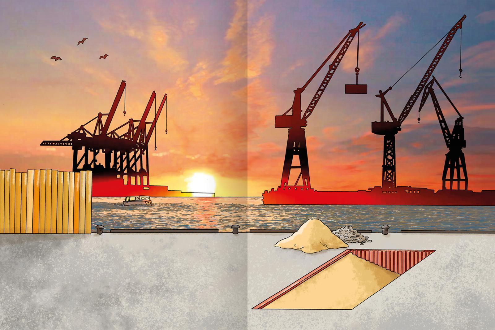 Beispielinhalt (Bild) Erstes Stickern Baustelle