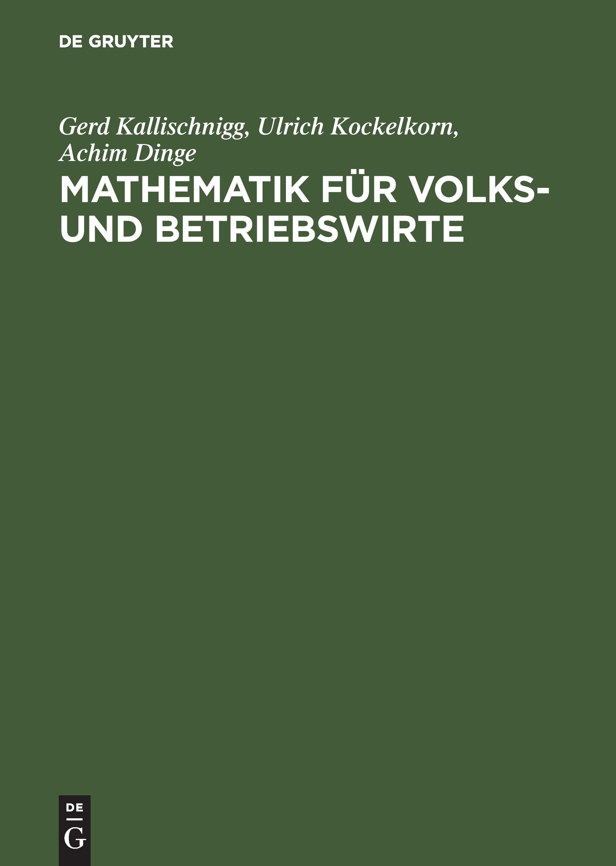 Vorderes Coverbild Mathematik für Volks- und Betriebswirte