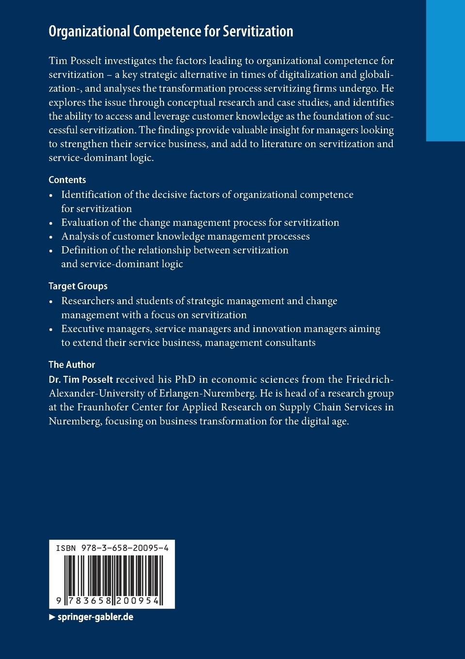 Rückseitencover Organizational Competence for Servitization