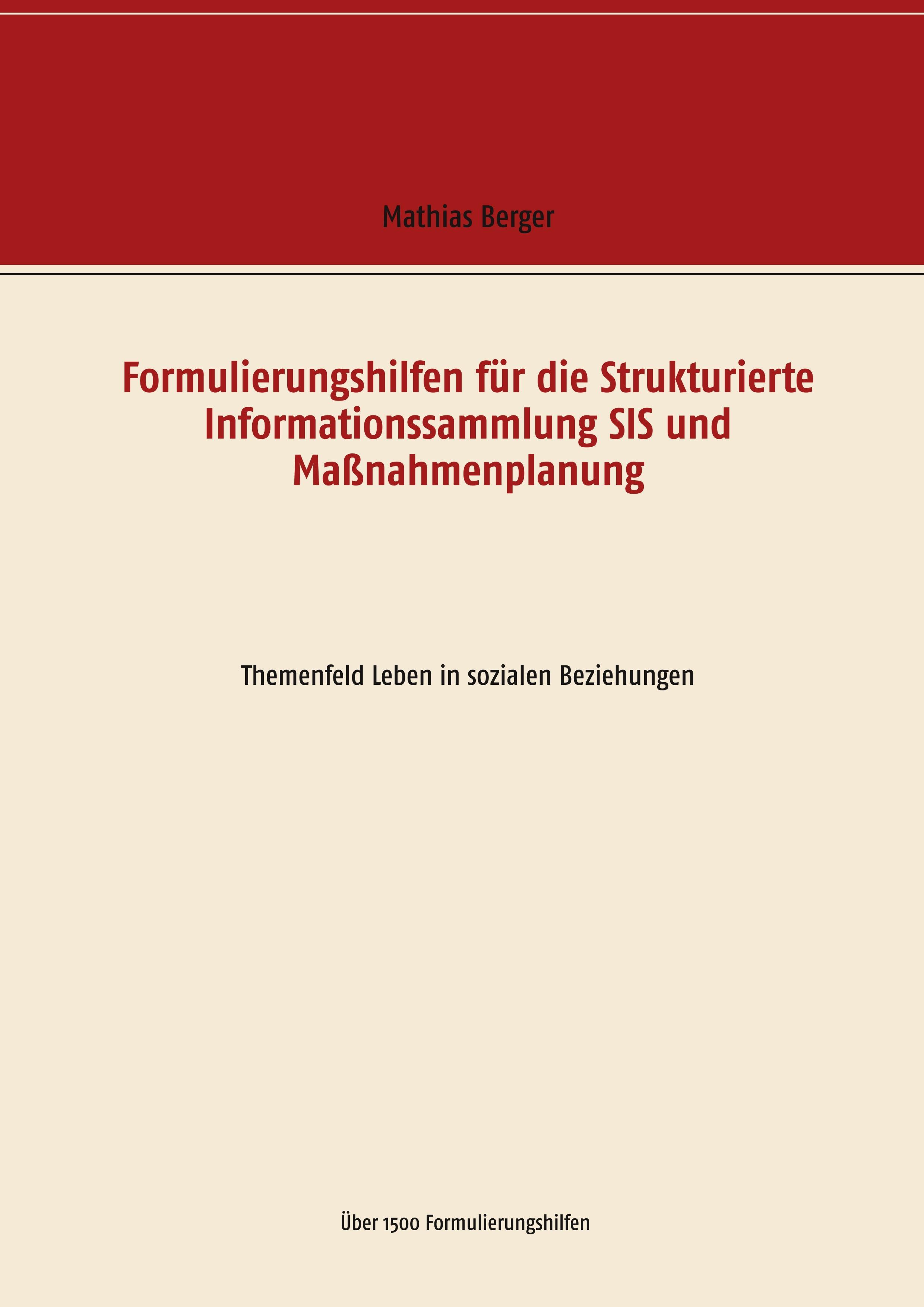 Vorderes Coverbild Formulierungshilfen für die Strukturierte Informationssammlung SIS und Maßnahmenplanung