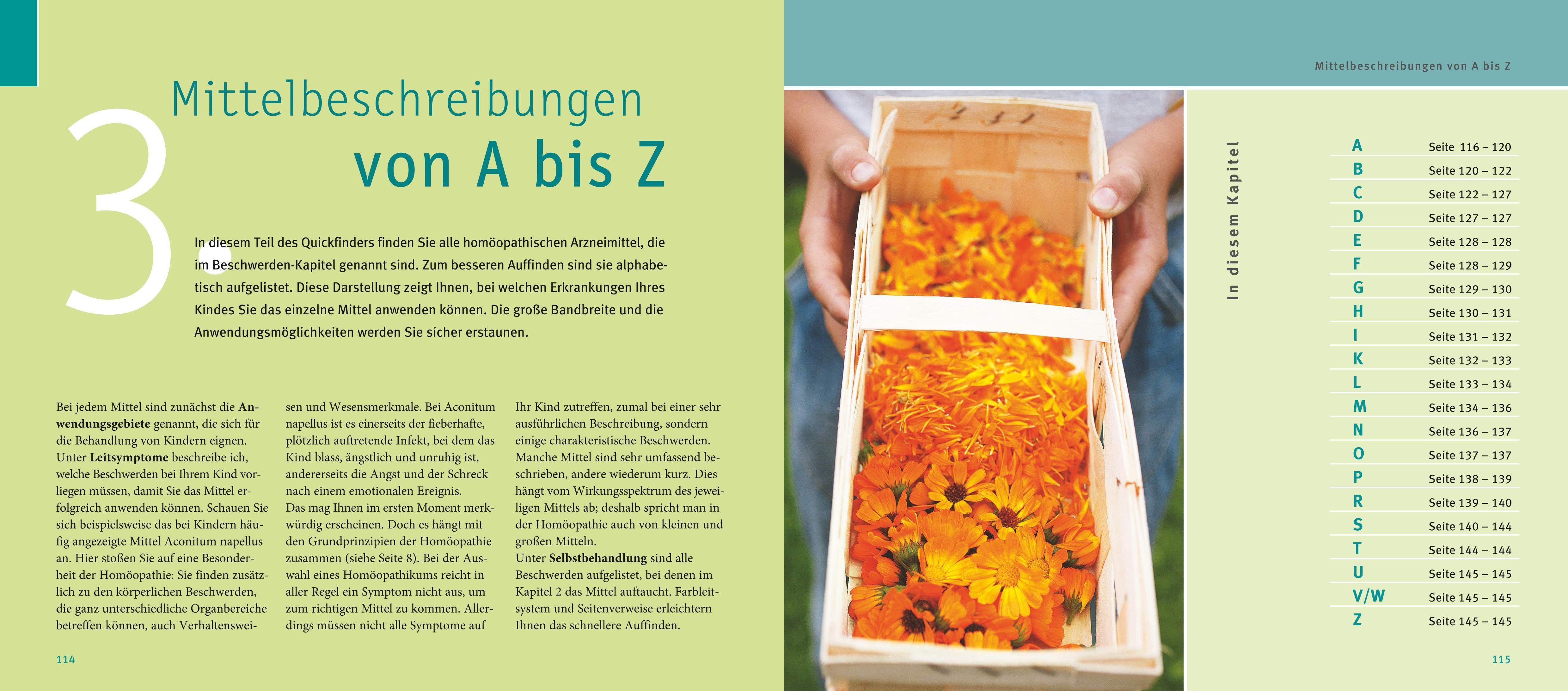 Beispielinhalt (Bild) Quickfinder- Homöopathie für Kinder