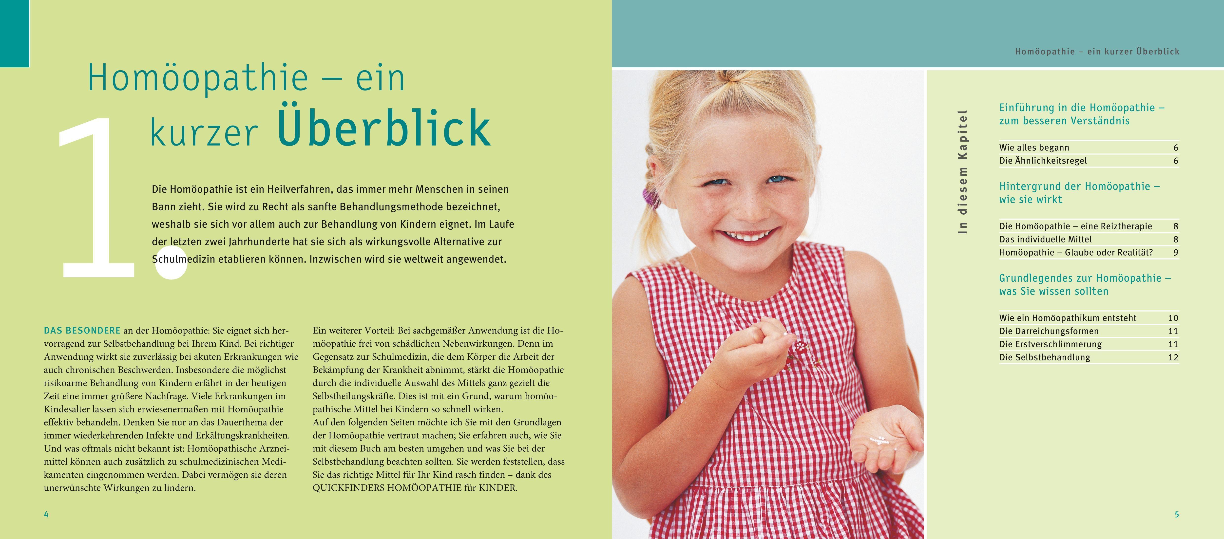 Beispielinhalt (Bild) Quickfinder- Homöopathie für Kinder