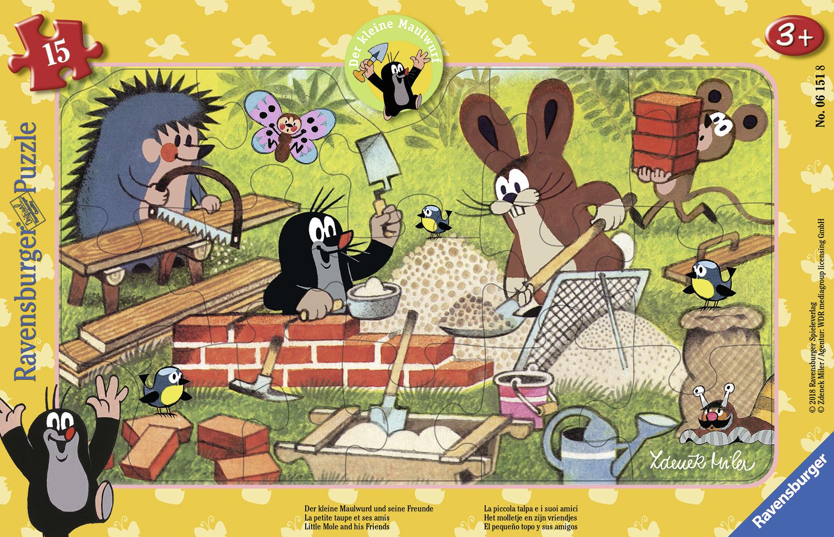 Beispielinhalt (Bild) Der kleine Maulwurf und seine Freunde. Rahmenpuzzle 15 Teile