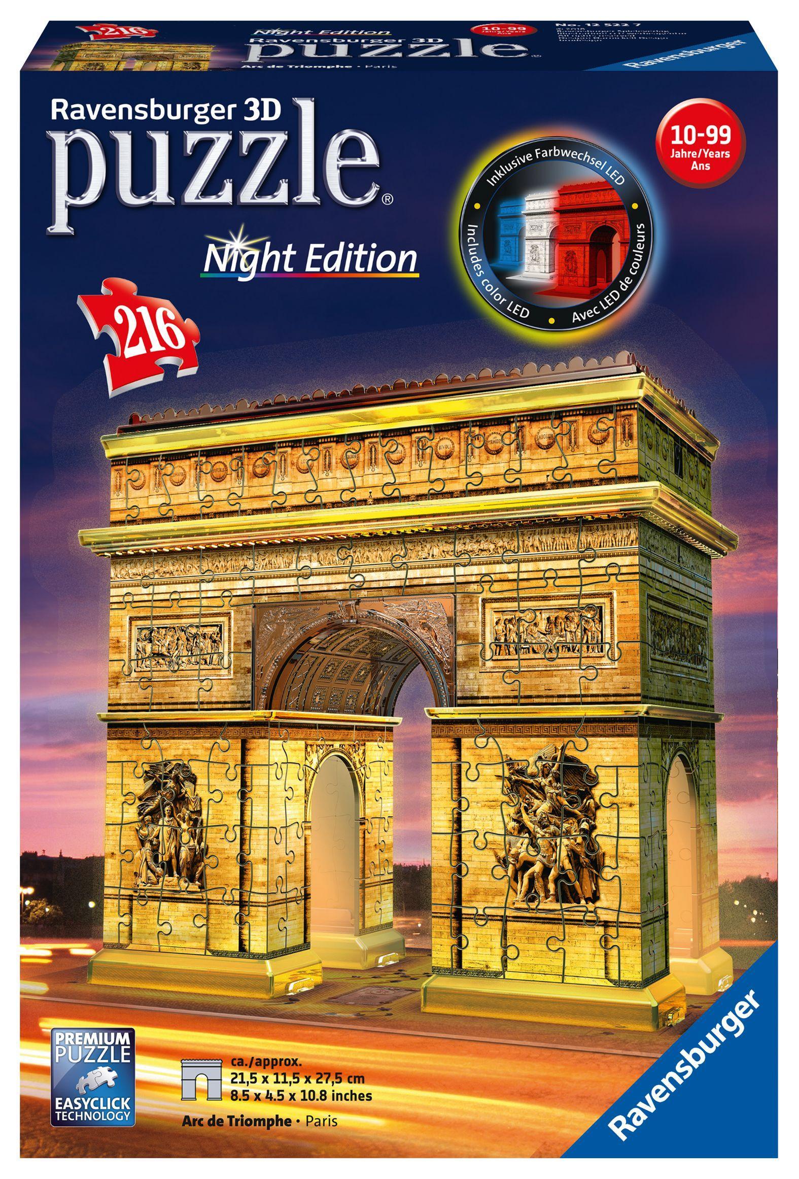 Vorderes Coverbild Triumphbogen bei Nacht. 3D Puzzle 216 Teile