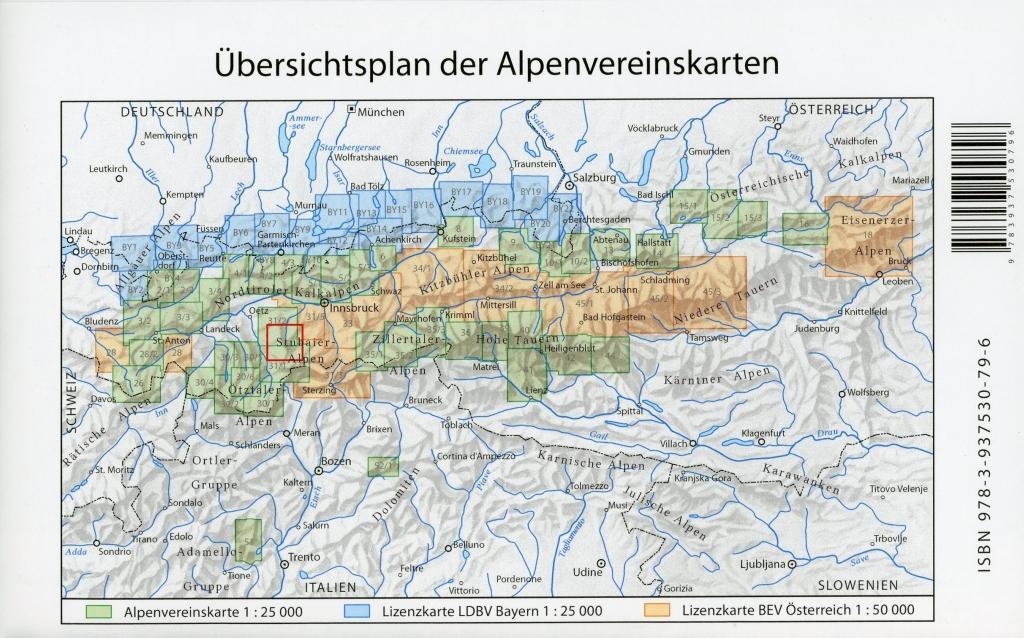 Beispielinhalt (Bild) DAV Alpenvereinskarte 31/4 Stubaier Alpen, Mitte 1: 25 000