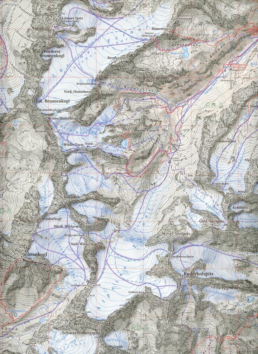 Beispielinhalt (Bild) DAV Alpenvereinskarte 31/4 Stubaier Alpen, Mitte 1: 25 000