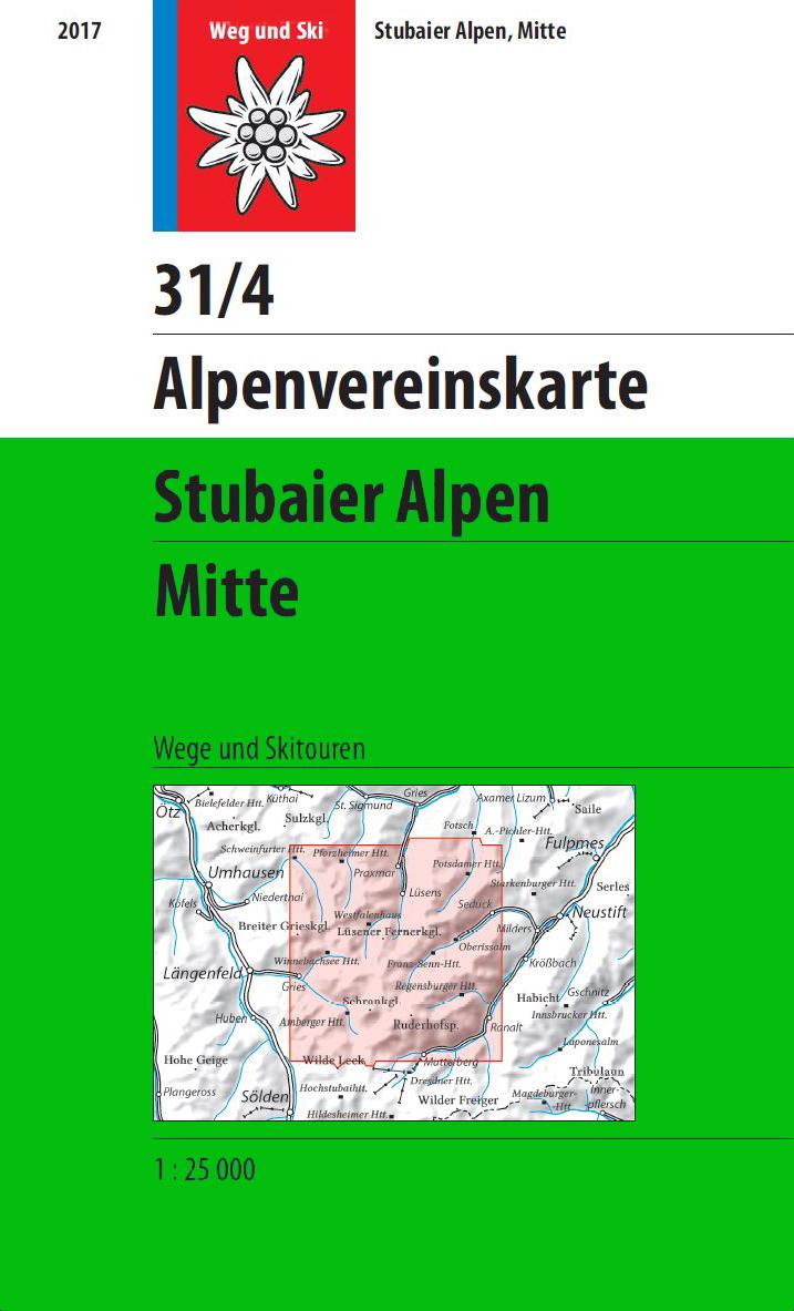Vorderes Coverbild DAV Alpenvereinskarte 31/4 Stubaier Alpen, Mitte 1: 25 000
