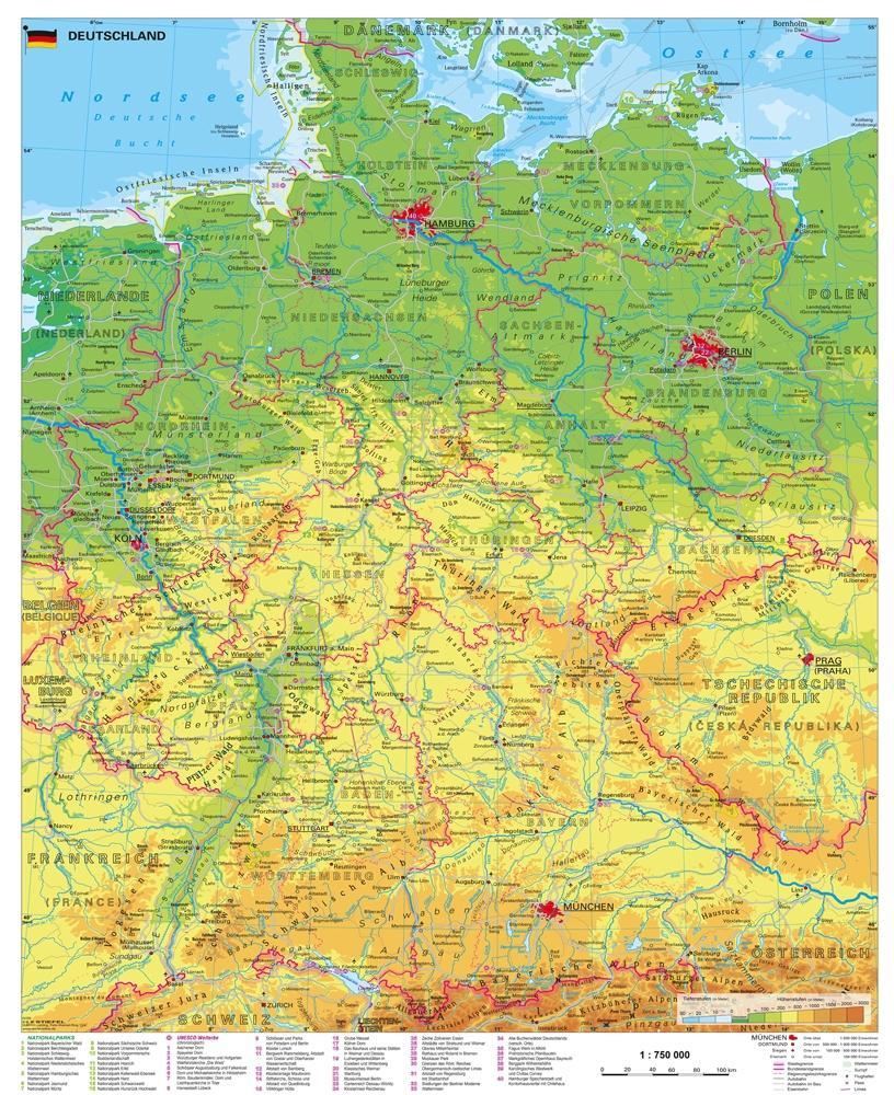 Vorderes Coverbild Deutschland physisch 1 : 750 000