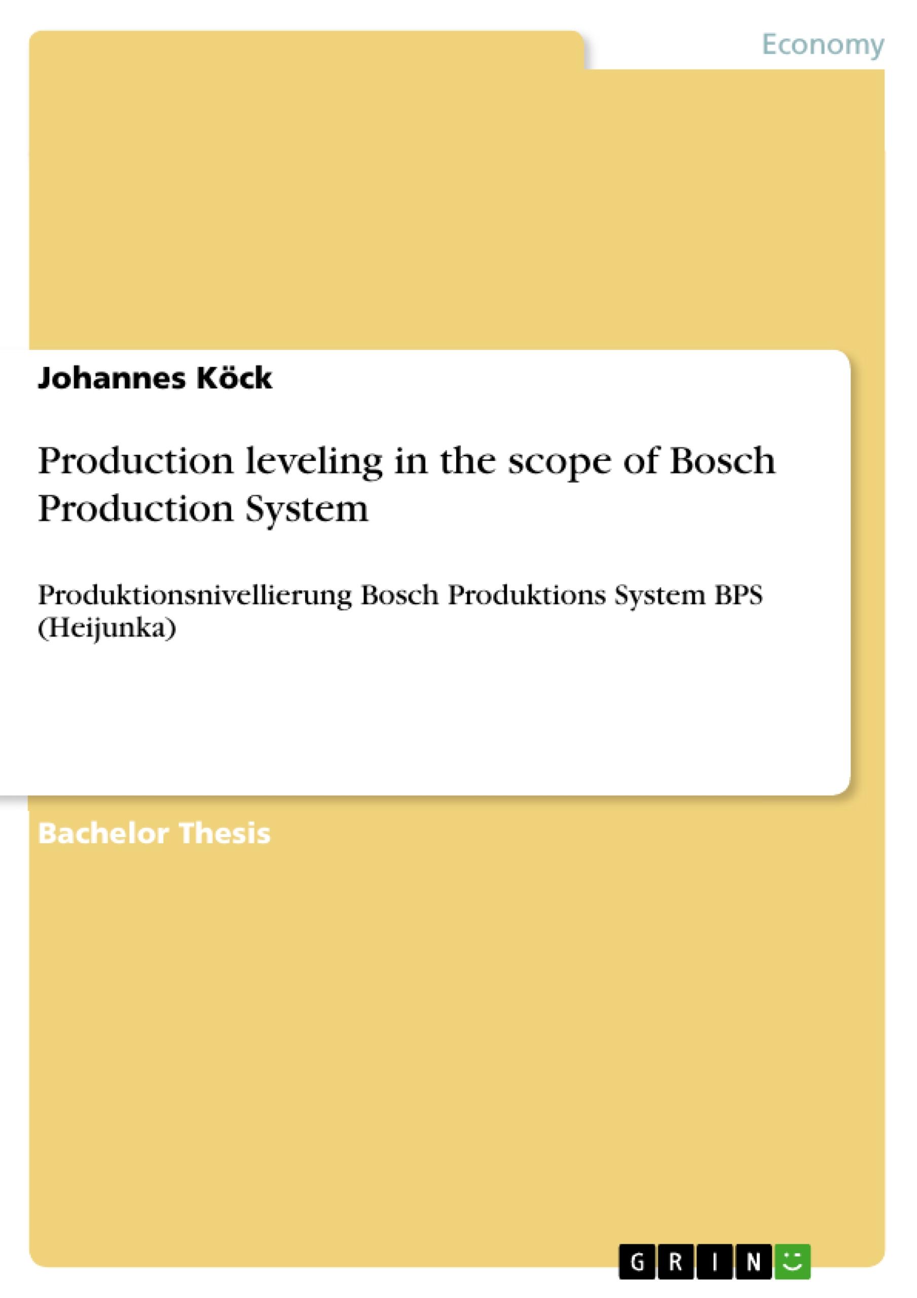 Vorderes Coverbild Production leveling in the scope of Bosch Production System
