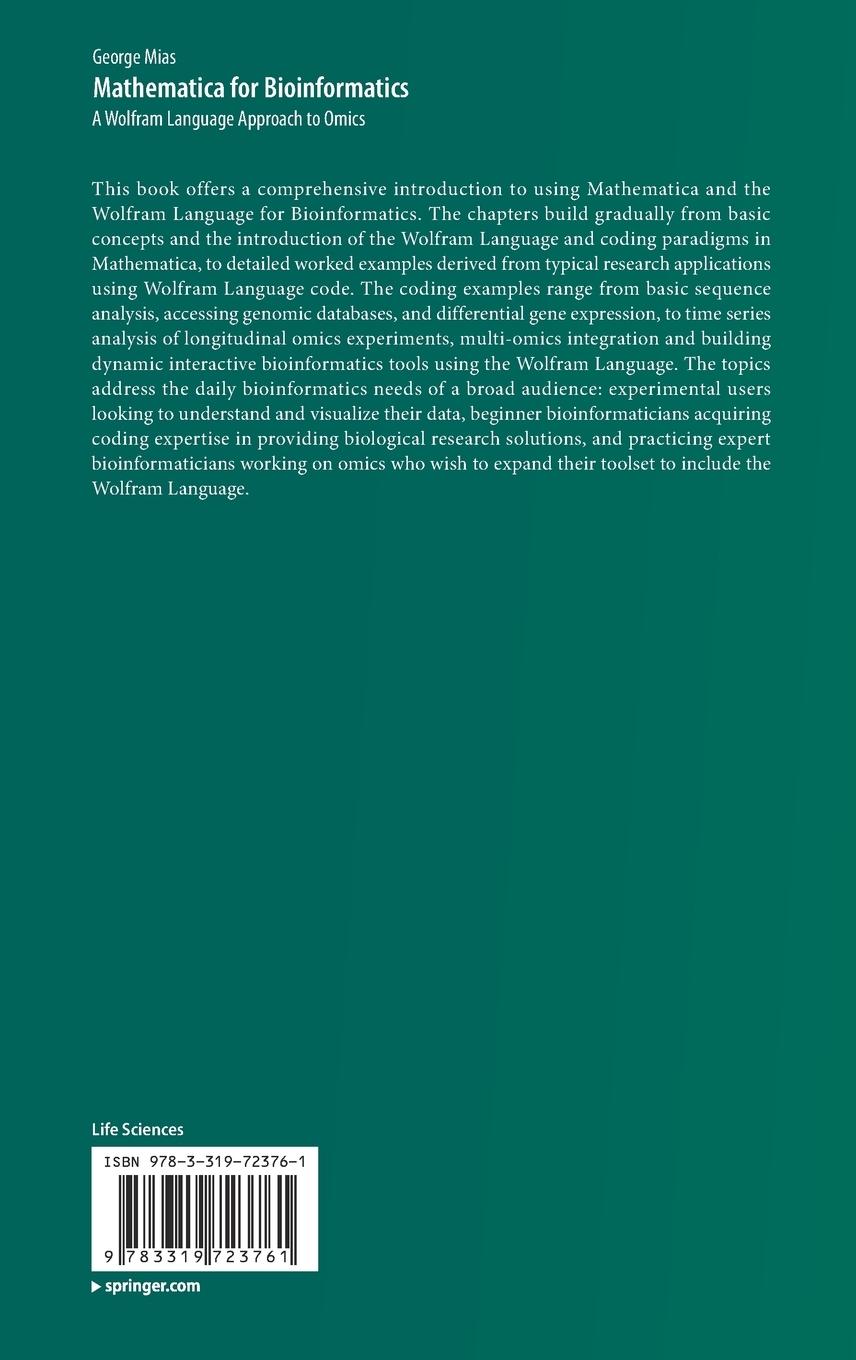 Rückseitencover Mathematica for Bioinformatics