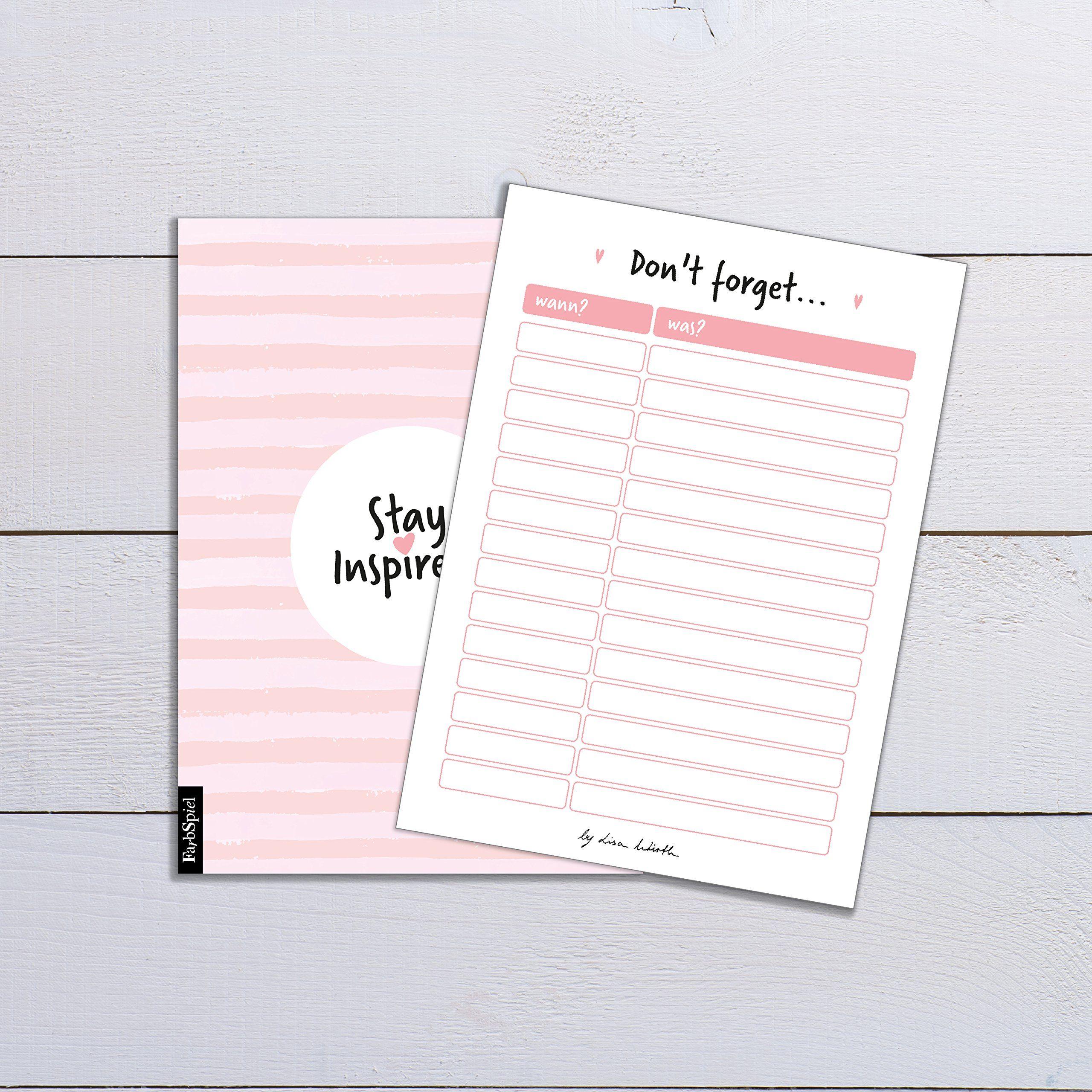 Beispielinhalt (Bild) 6 Blöcke inkl. Wochenplaner, Einkaufsliste, To Do Block/Liste, Notizblock, Kalender Notizblock, Rückruf Notiz, 50 Seiten pro Block, DIN A6, Hochwertige Papierqualität.