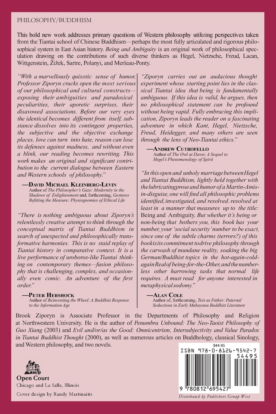 Rückseitencover Being and Ambiguity