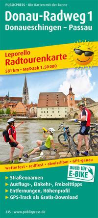 Vorderes Coverbild Radtourenkarte Donau-Radweg 01. Donaueschingen - Passau 1 : 50 000