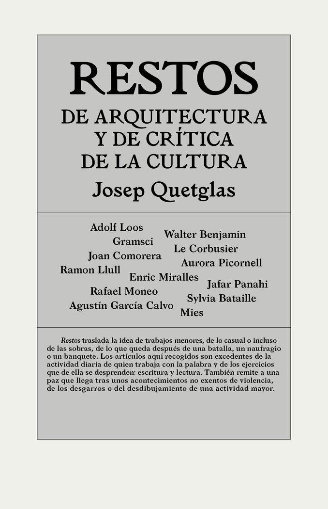 Vorderes Coverbild Restos de arquitectura y de crítica de la cultura
