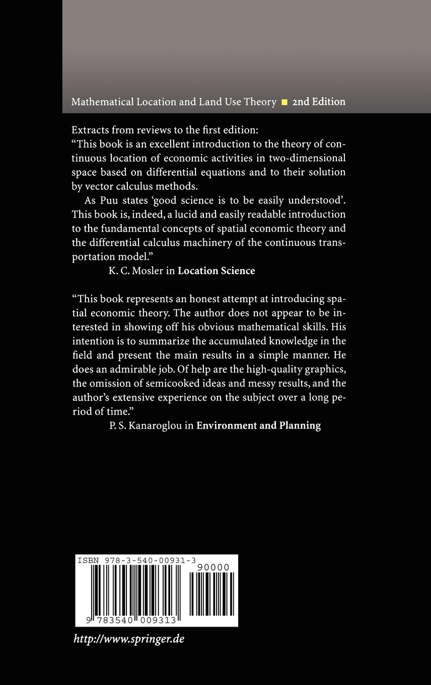 Rückseitencover Mathematical Location and Land Use Theory