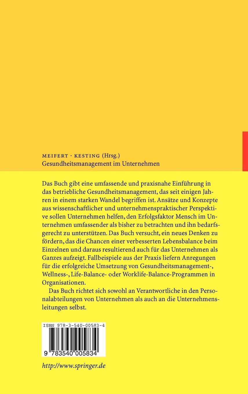 Rückseitencover Gesundheitsmanagement im Unternehmen