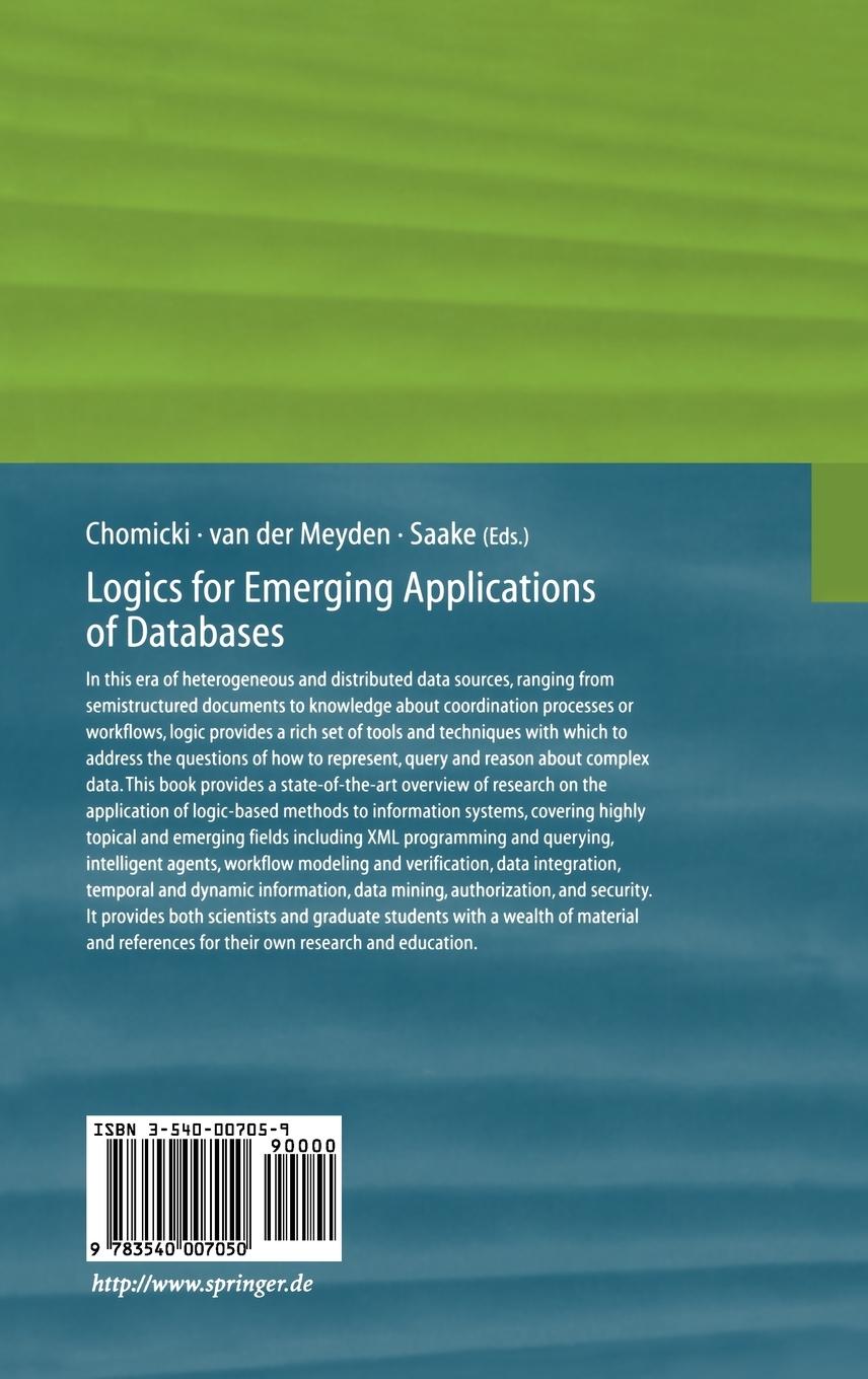 Rückseitencover Logics for Emerging Applications of Databases