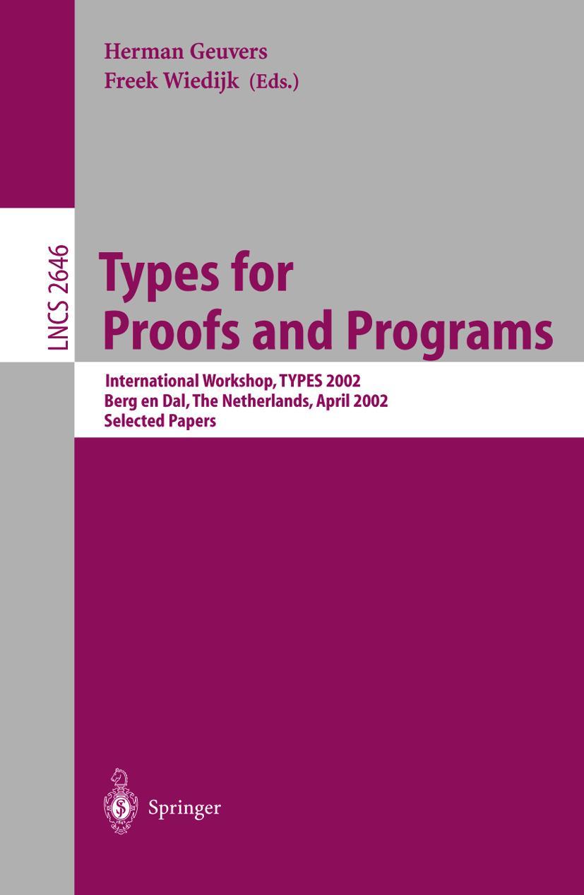 Vorderes Coverbild Types for Proofs and Programs