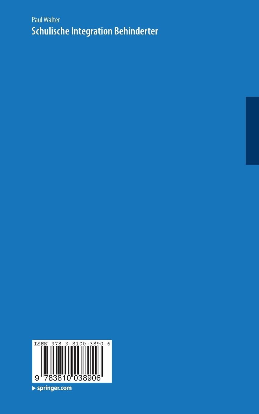 Rückseitencover Schulische Integration Behinderter