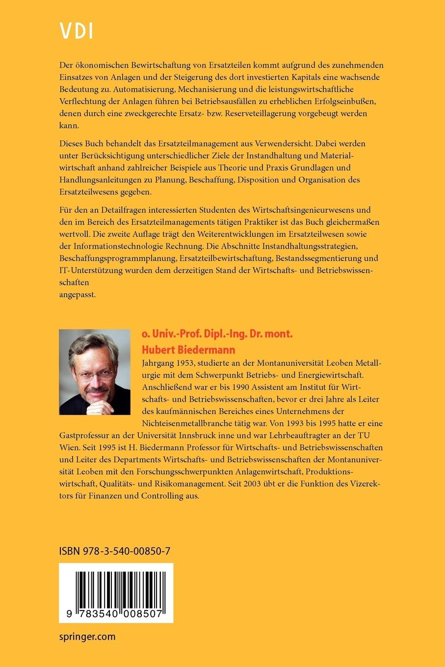 Rückseitencover Ersatzteilmanagement