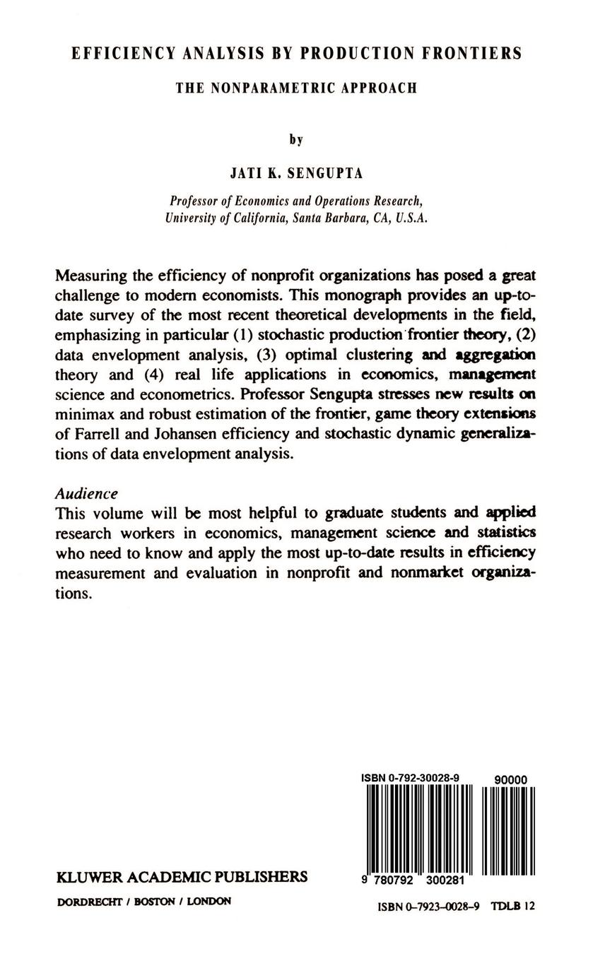 Rückseitencover Efficiency Analysis by Production Frontiers