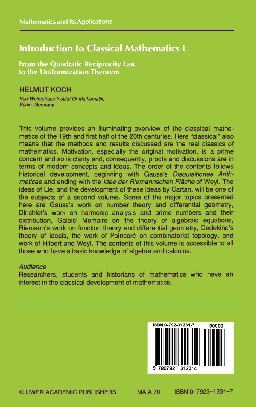 Rückseitencover Introduction to Classical Mathematics I