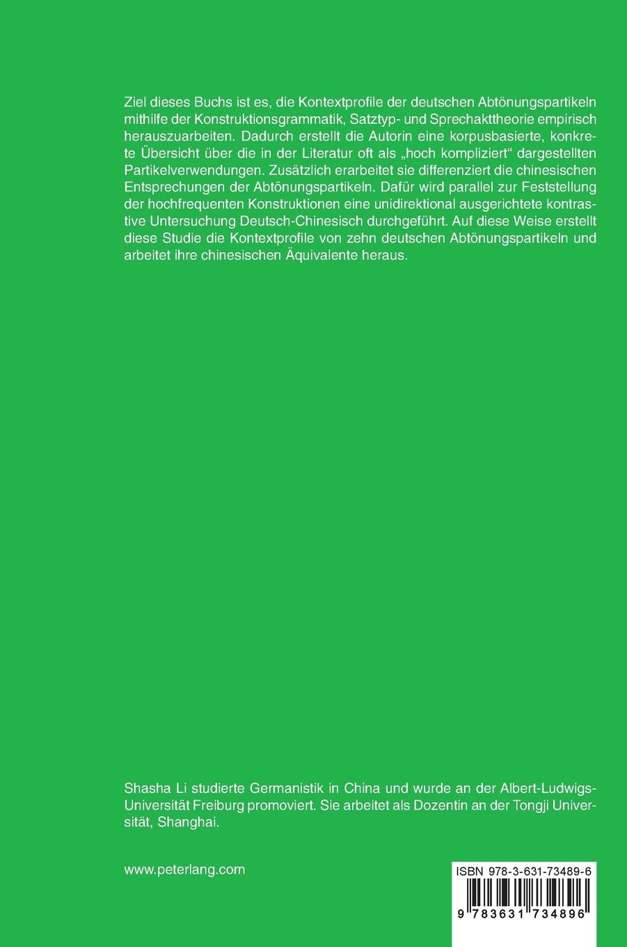 Rückseitencover Kontextprofile der deutschen Abtönungspartikeln und ihre Äquivalente im Chinesischen
