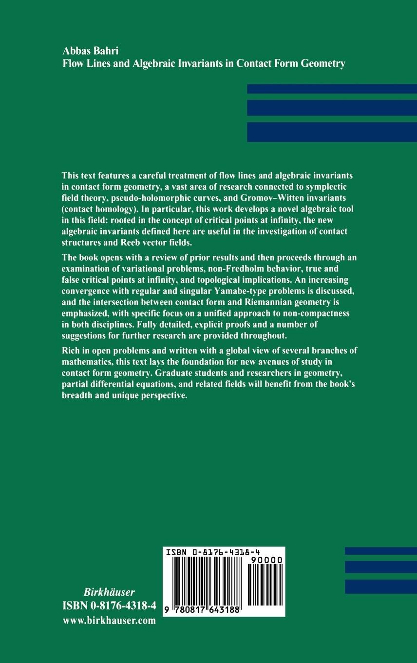 Rückseitencover Flow Lines and Algebraic Invariants in Contact Form Geometry