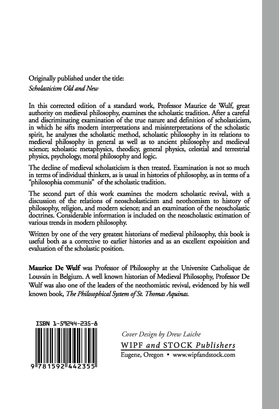 Rückseitencover An Introduction to Scholastic Philosophy