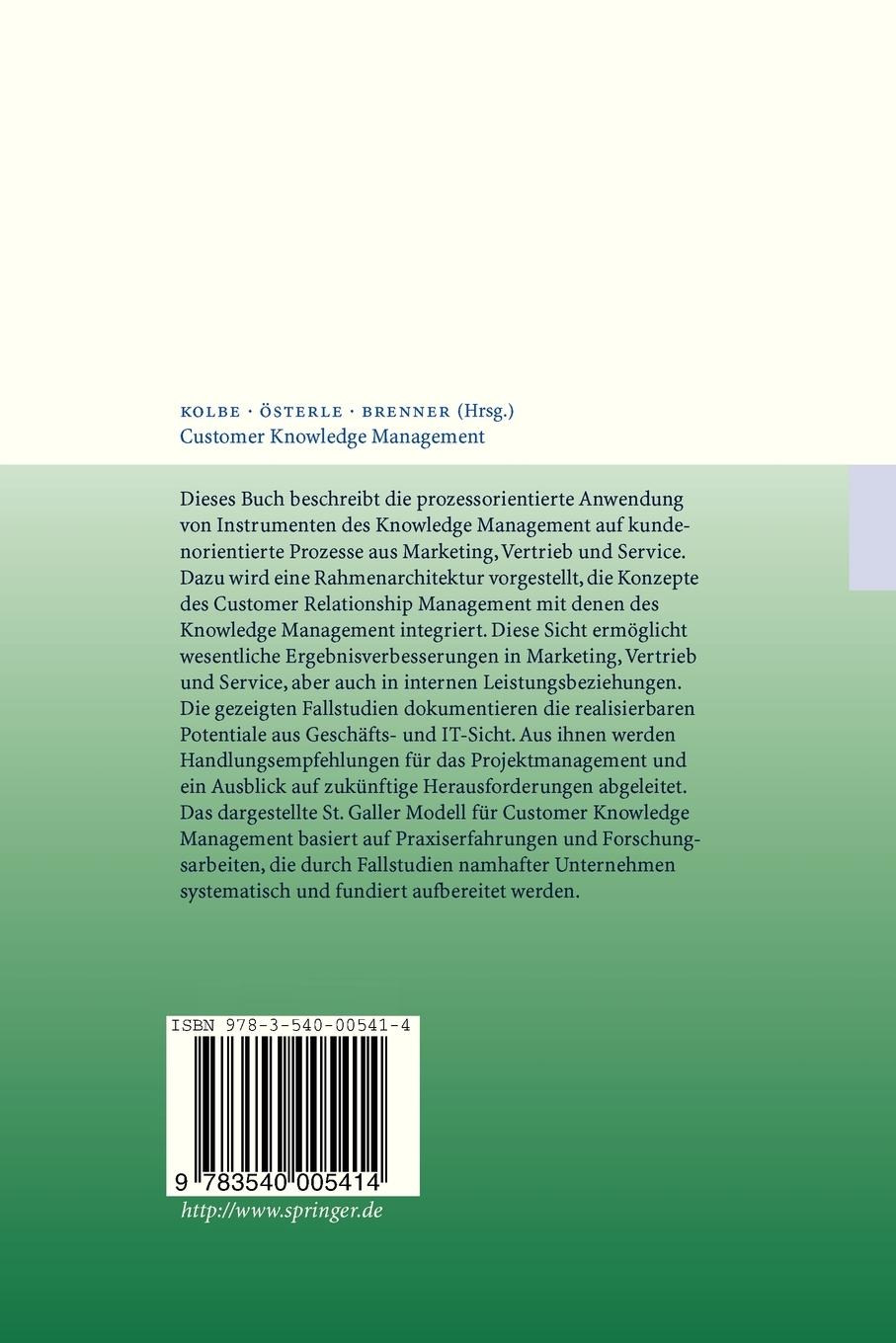 Rückseitencover Customer Knowledge Management