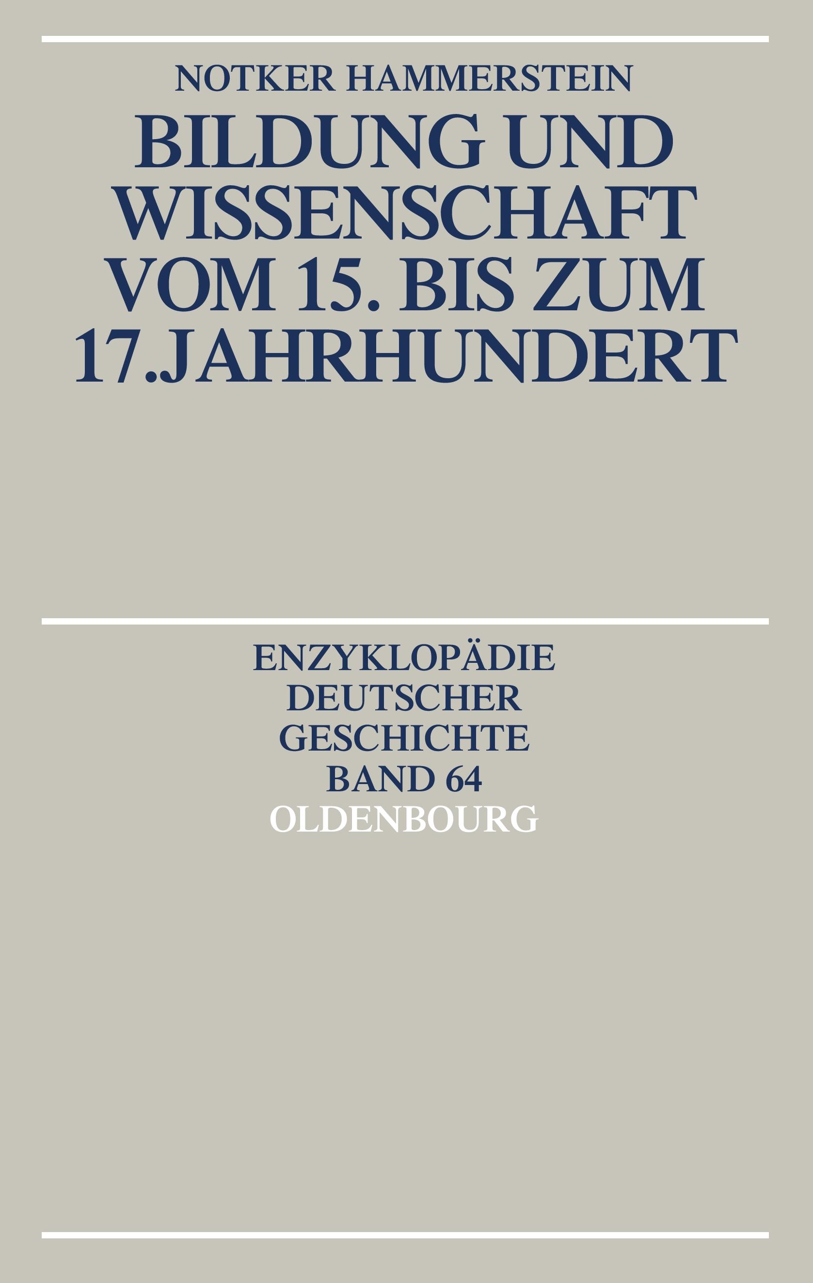 Vorderes Coverbild Bildung und Wissenschaft vom 15. bis zum 17. Jahrhundert