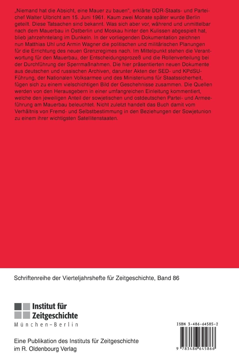 Rückseitencover Ulbricht, Chruschtschow und die Mauer