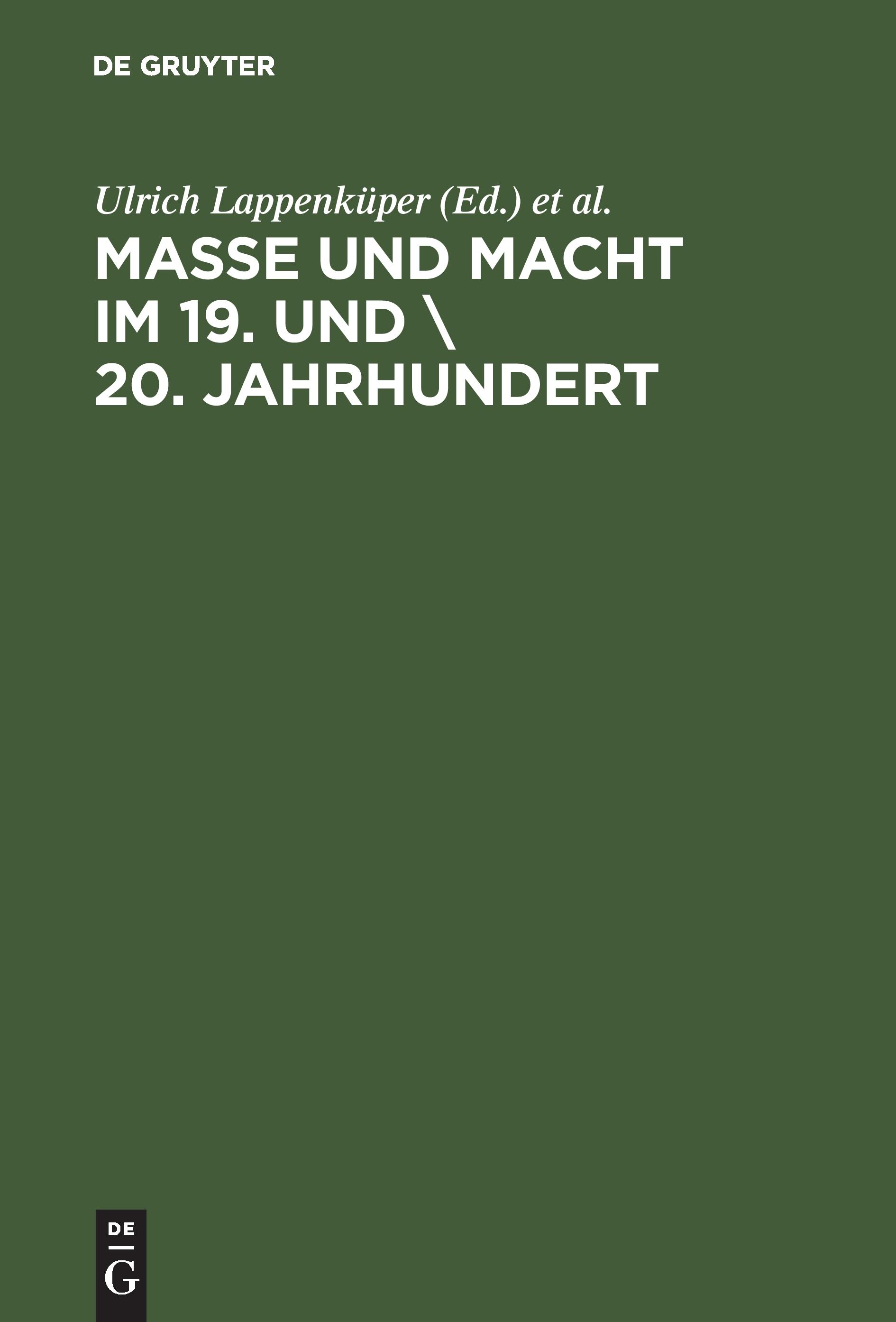 Vorderes Coverbild Masse und Macht im 19. und 20. Jahrhundert