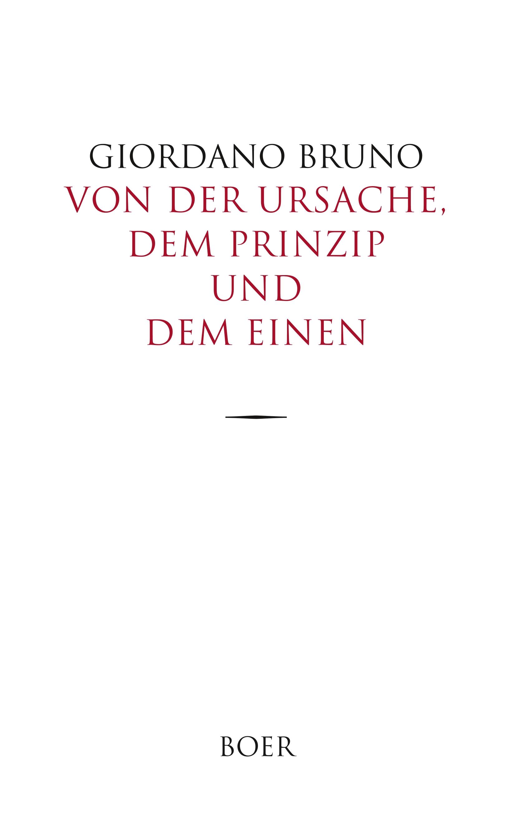 Vorderes Coverbild Von der Ursache, dem Prinzip und dem Einen
