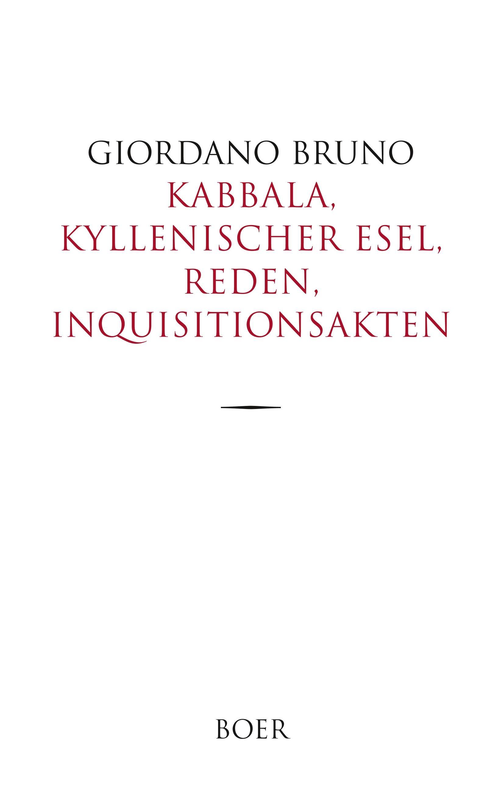 Vorderes Coverbild Kabbala, Kyllenischer Esel, Reden, Inquisitionsakten