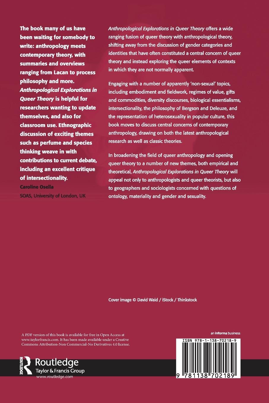 Rückseitencover Anthropological Explorations in Queer Theory