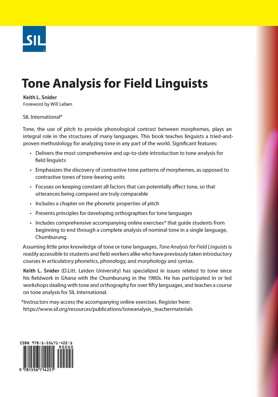 Rückseitencover Tone Analysis for Field Linguists