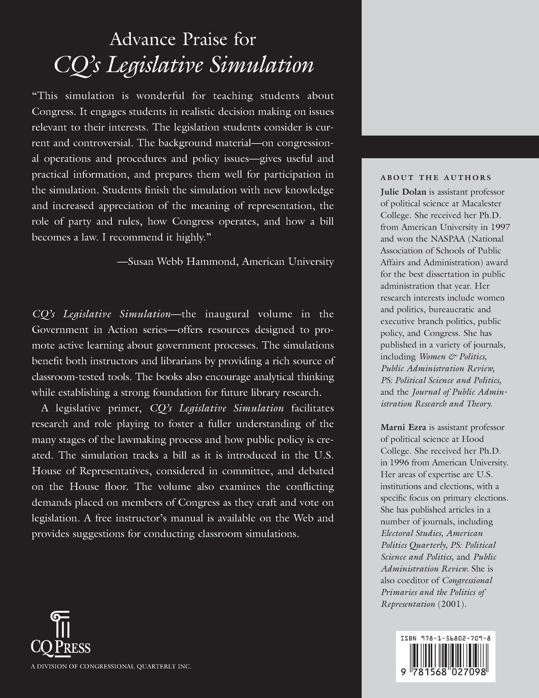 Rückseitencover CQ's Legislative Simulation