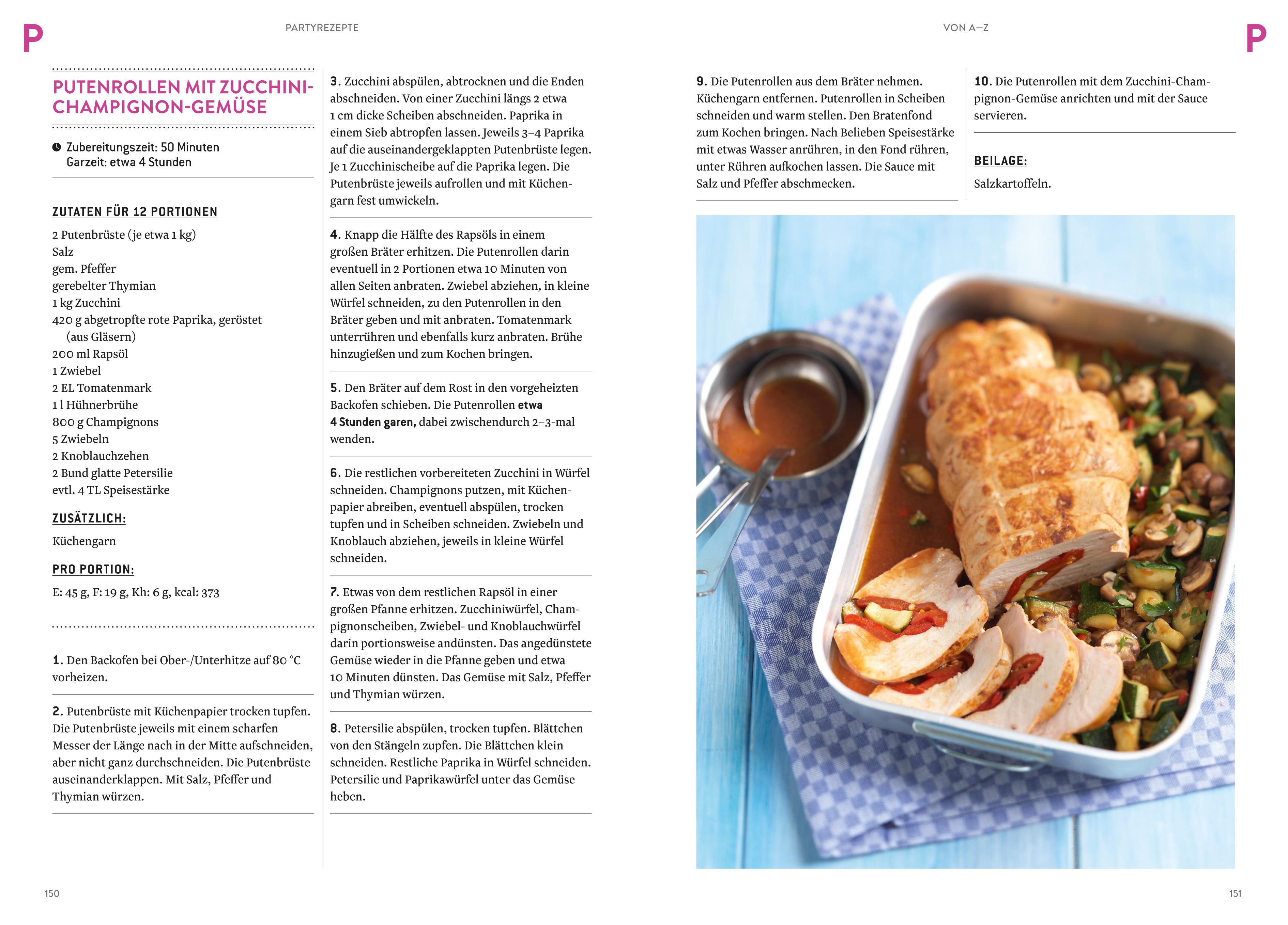 Beispielinhalt (Bild) Partyrezepte von A - Z