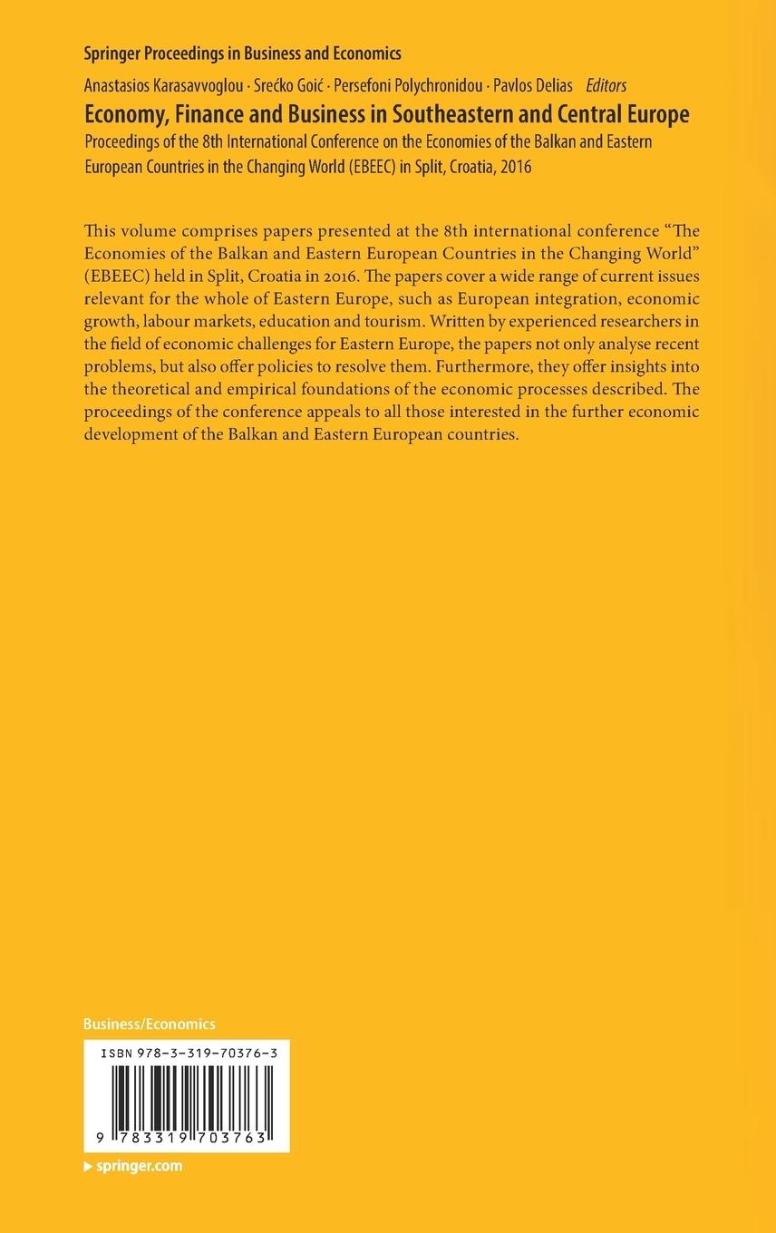 Rückseitencover Economy, Finance and Business in Southeastern and Central Europe