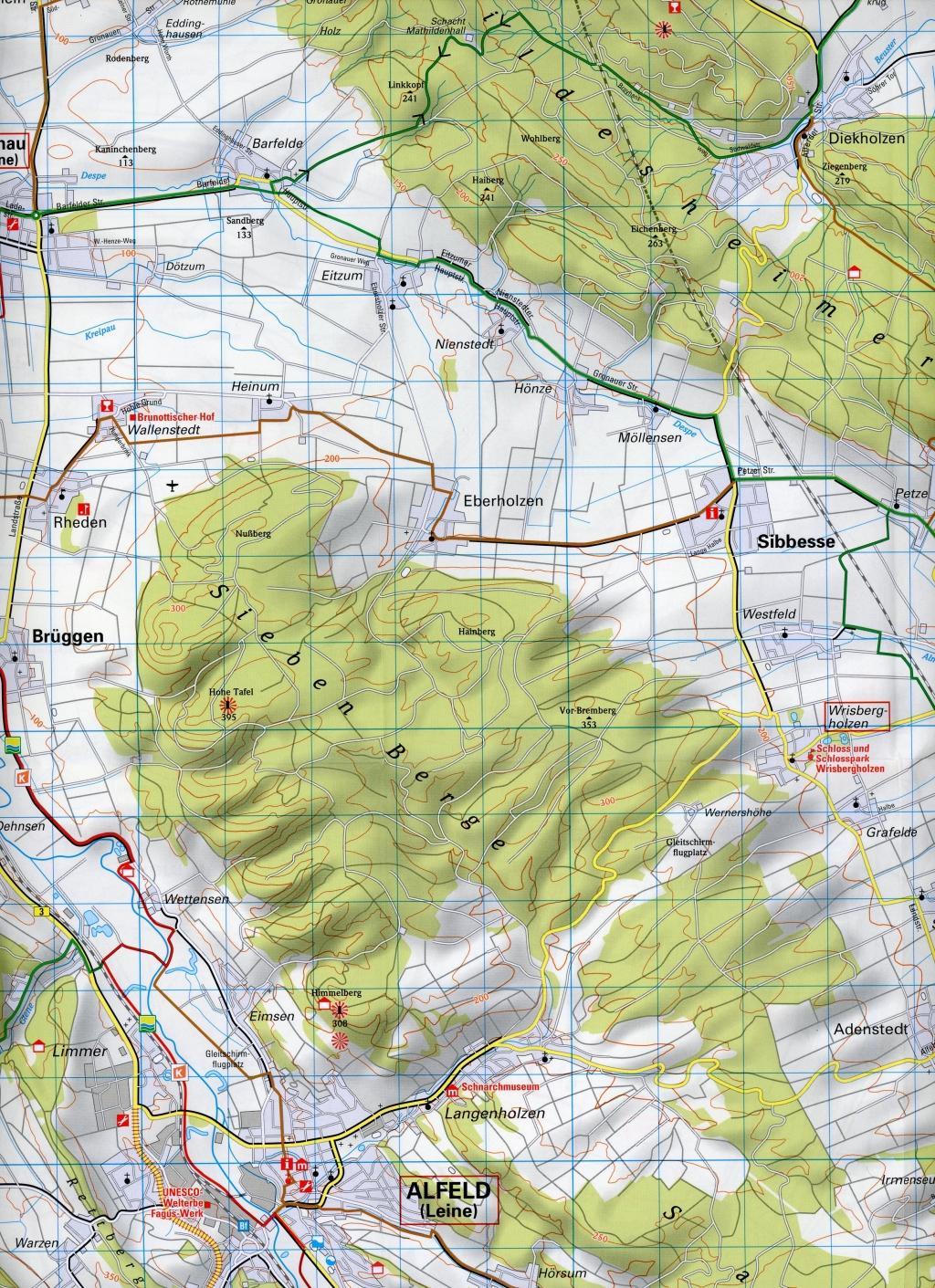 Beispielinhalt (Bild) BVA Radwanderkarte Radwandern in der Region Hildesheim, 1:50.000