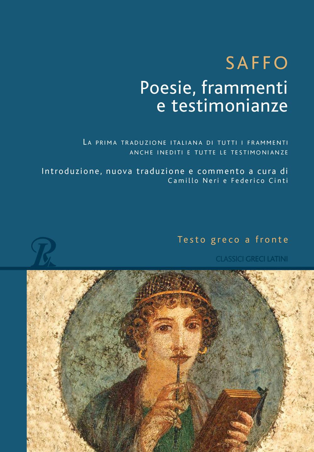 Vorderes Coverbild Poesie, frammenti e testimonianze. Testo greco a fronte