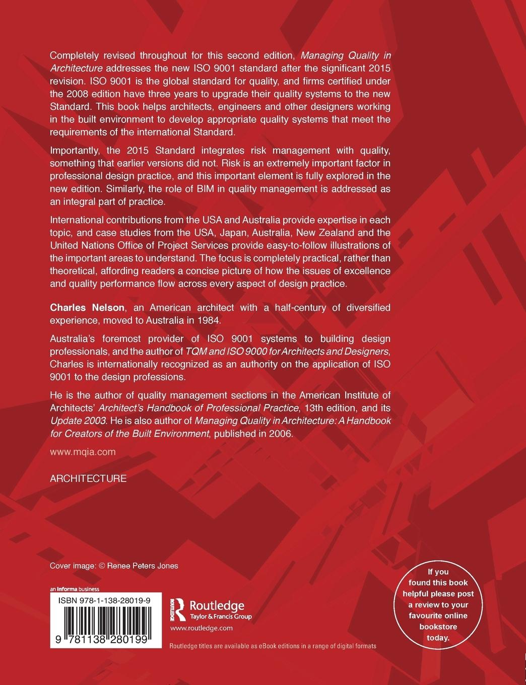 Rückseitencover Managing Quality in Architecture