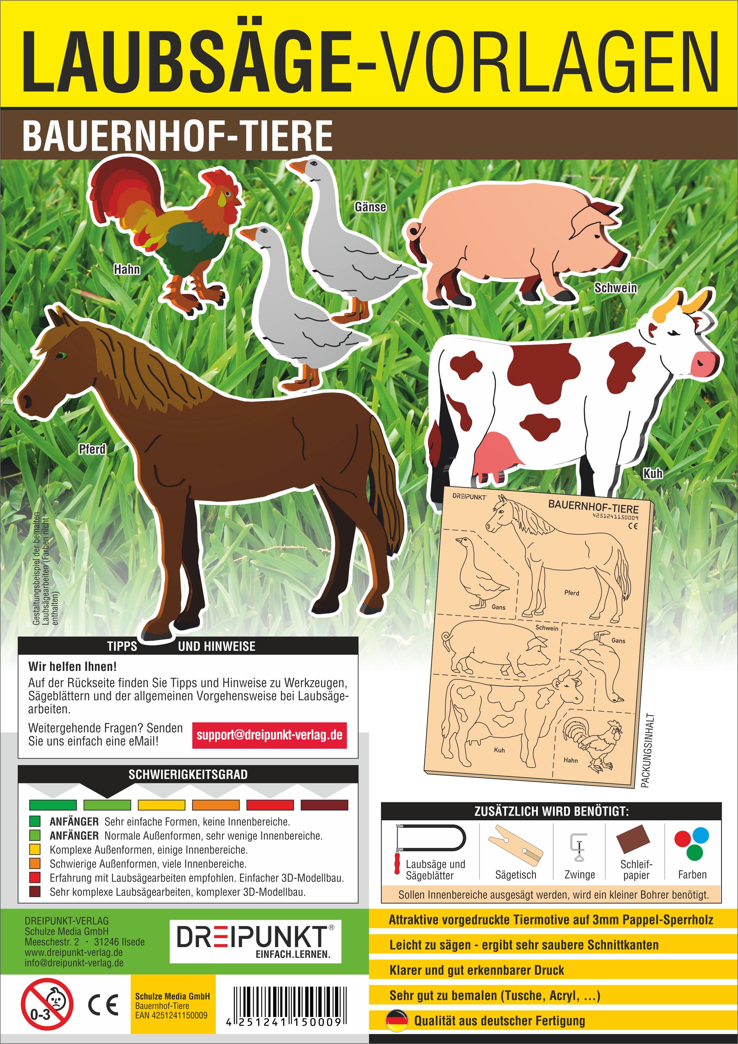 Vorderes Coverbild Laubsägevorlage Bauernhof-Tiere
