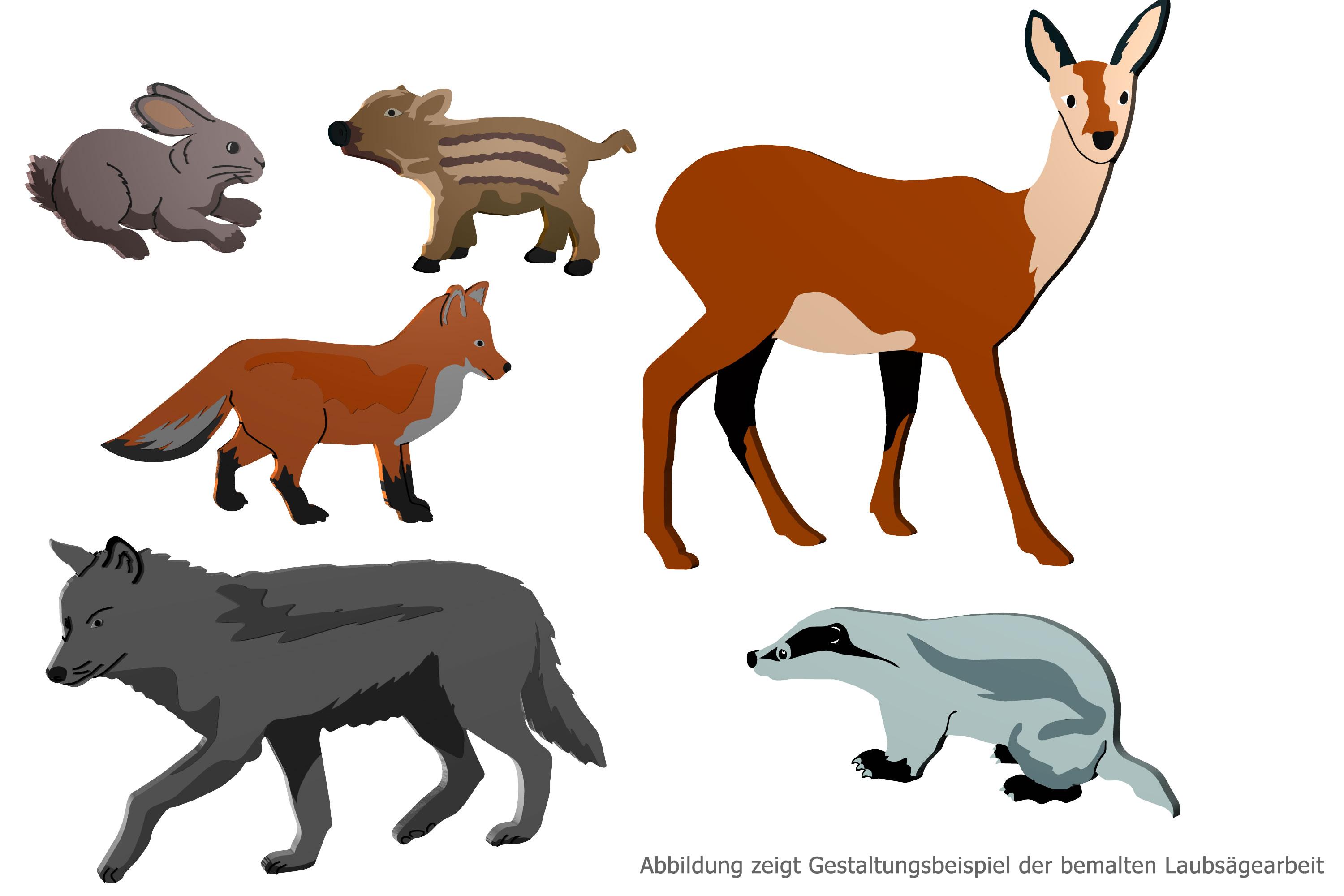 Beispielinhalt (Bild) Laubsägevorlage Einheimische Wildtiere