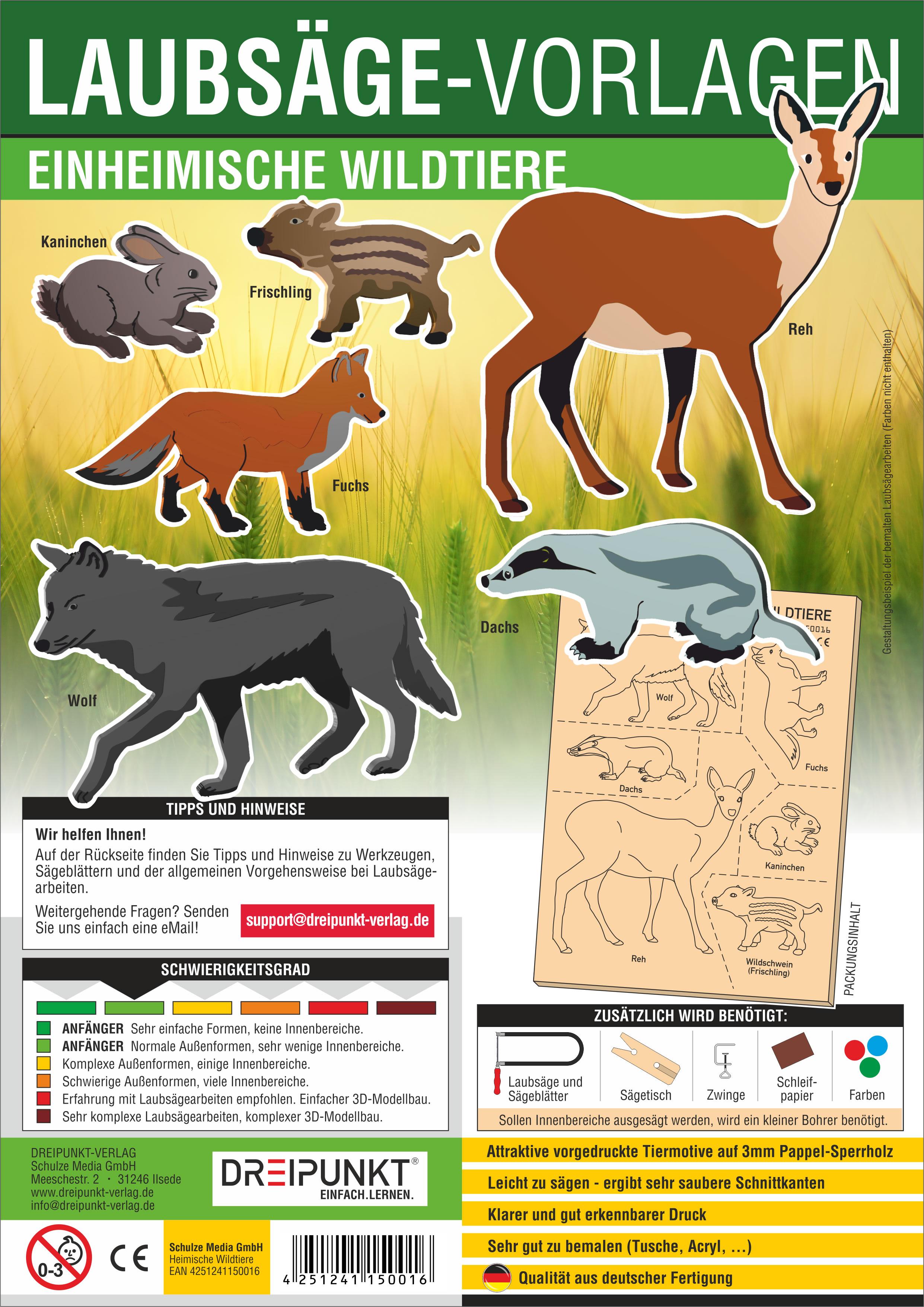 Vorderes Coverbild Laubsägevorlage Einheimische Wildtiere