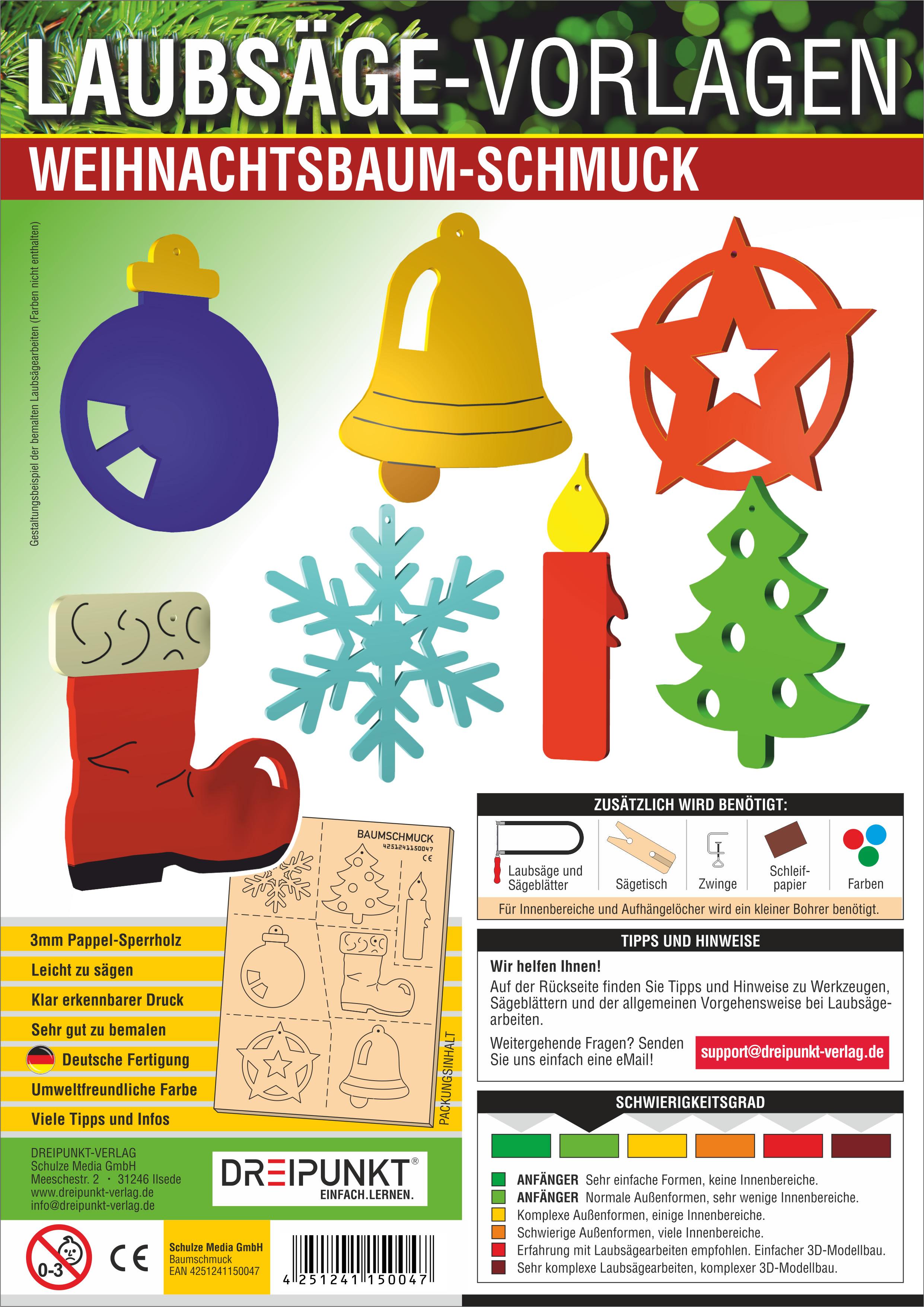 Vorderes Coverbild Laubsägevorlage Weihnachtsbaumschmuck