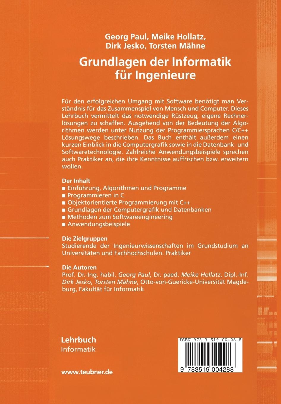 Rückseitencover Grundlagen der Informatik für Ingenieure